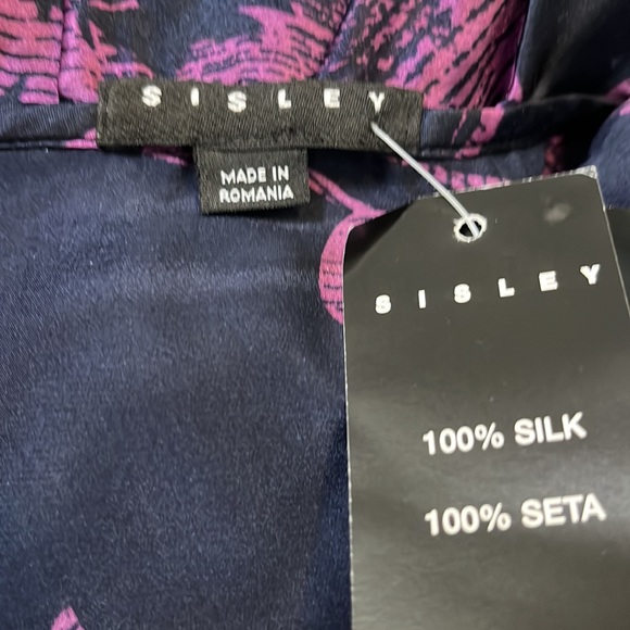 Sisley Silk Printed Mini Dress, Purple, Large - Picture 10 of 11